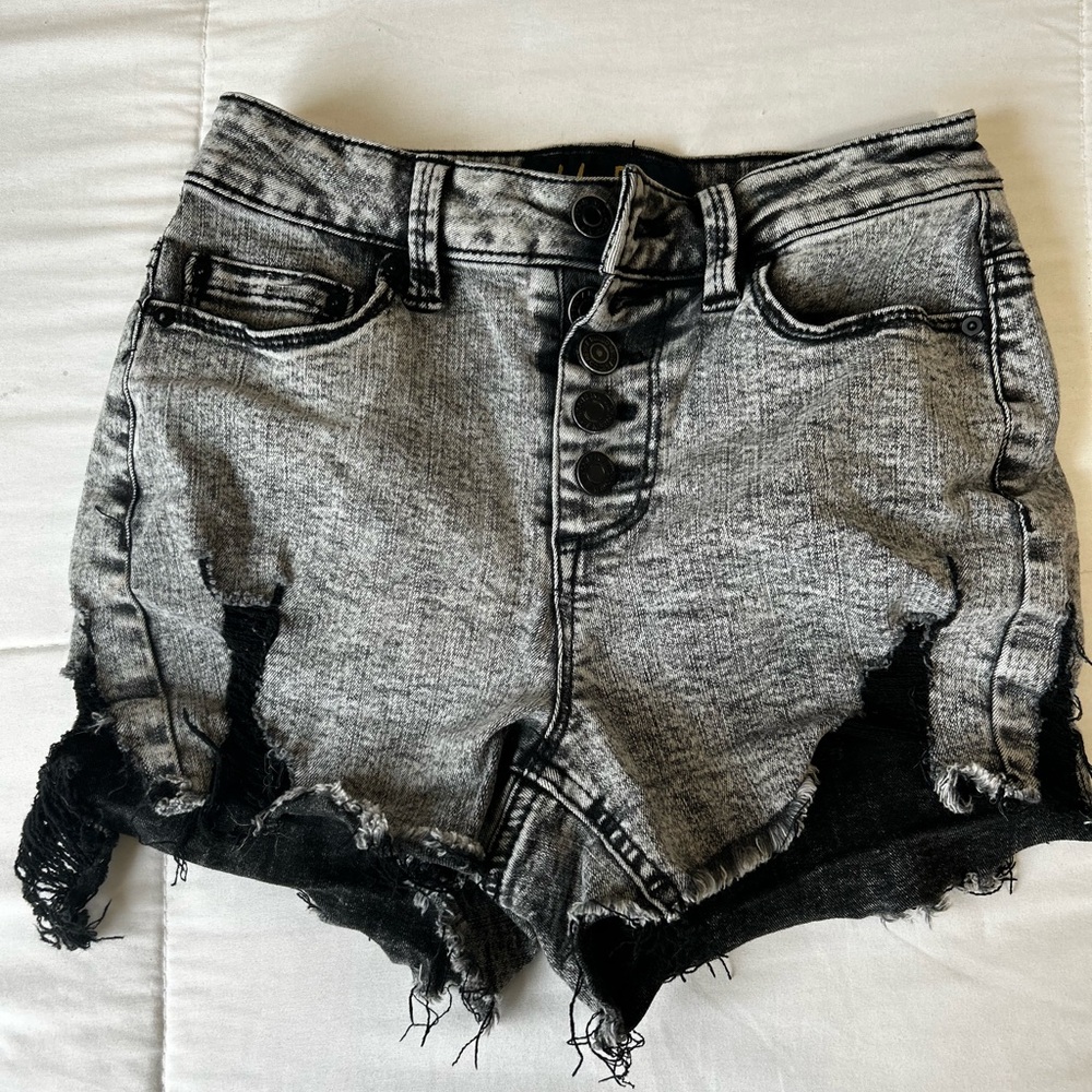 Distressed Gray Denim Shorts